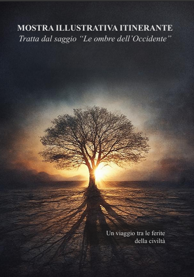 L’immagine mostra un grande albero solitario in un paesaggio aperto, illuminato dalla luce calda del tramonto. I rami si estendono in tutte le direzioni, mentre la luce del sole filtra tra le foglie creando un’atmosfera contemplativa. L’albero diventa simbolo delle radici della memoria e della crescita della conoscenza nel tempo. Nel contesto del progetto “Internazionale per la Pace”, l’immagine rappresenta lo sguardo storico e la necessità di riflettere sulle vicende del passato per comprendere il presente.